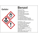 GHS-Gefahrstoffetiketten mit H- und P-Sätzen für Benzol selbstklebend zu 10 Stück/VE in verschiedenen Variationen erhältlich