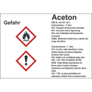 GHS-Gefahrstoffetiketten mit H- und P-Sätzen für Aceton selbstklebend zu 1.000 Stk/Rolle in verschiedenen Variationen erhältlich