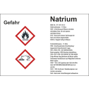 GHS-Gefahrstoffetiketten mit H- und P-Sätzen für Natrium selbstklebend zu 20 Stück/VE - Folie 52 x 74 mm